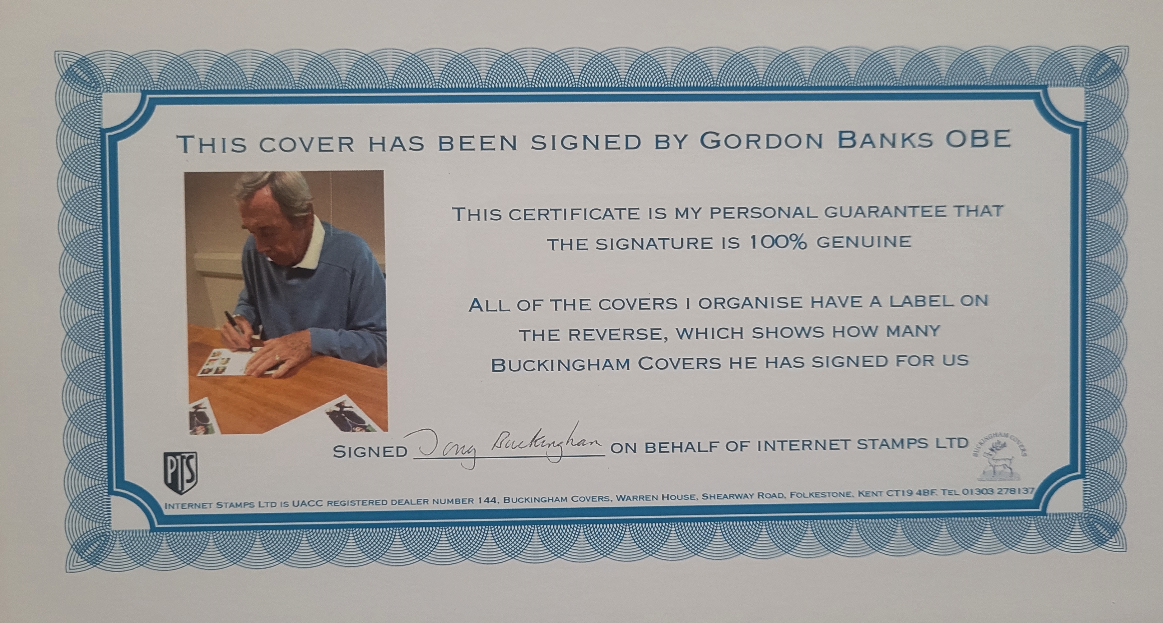 GORDON BANKS FOOTBALL HEROES AUTOGRAPHED POSTAL COVER - Image 2 of 2