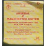 1991-92 ARSENAL V MANCHESTER UNITED TICKET