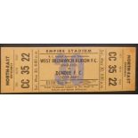 1959 DUNDEE UNITED V WEST BROMWICH ALBION IN CANADA FRIENDLY TICKET