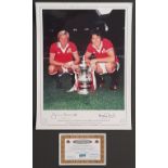 MANCHESTER UNITED JIMMY GREENHOFF & STUART PEARSON LARGE AUTOGRAPHED PHOTO