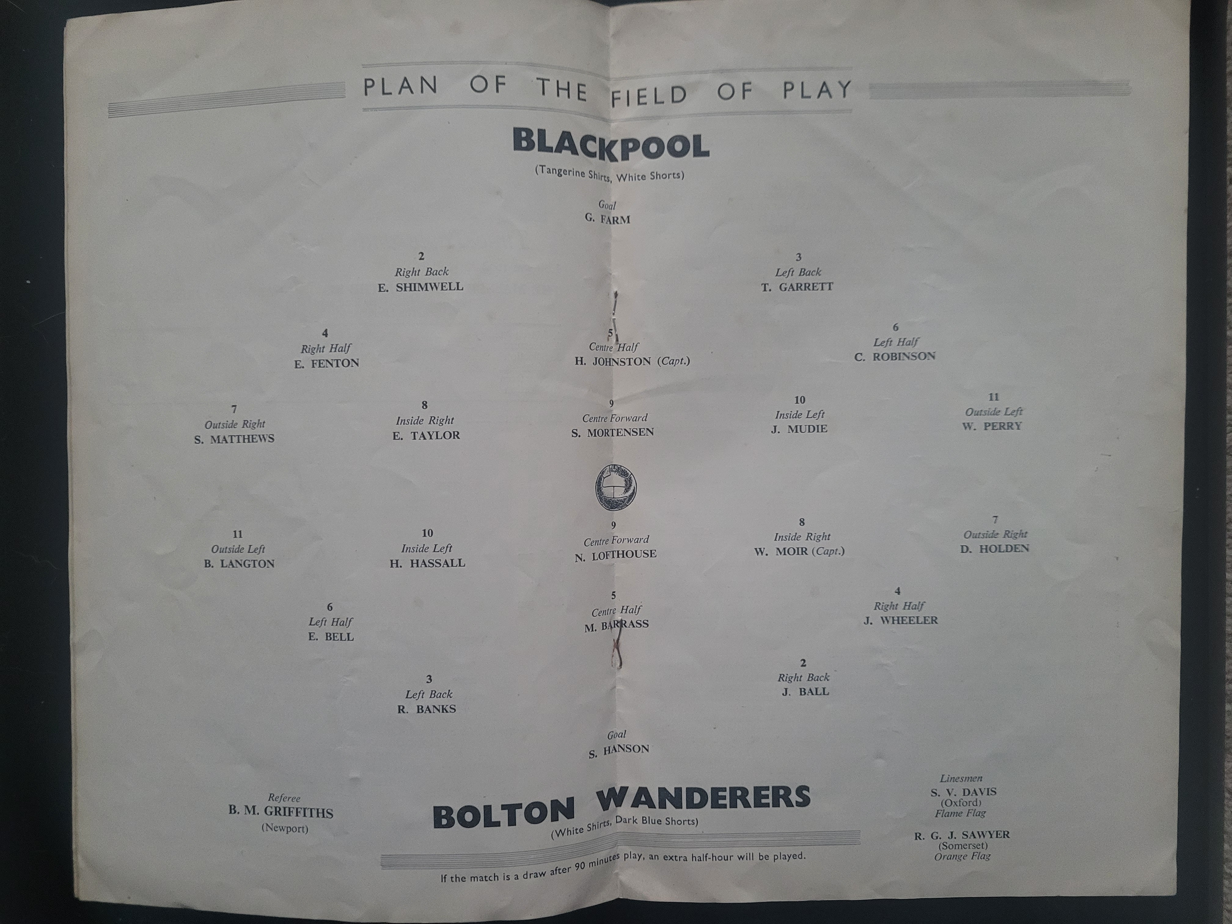 1953 FA CUP FINAL BLACKPOOL V BOLTON WANDERERS PROGRAMME, TICKET & SOUVENIR - Image 5 of 5