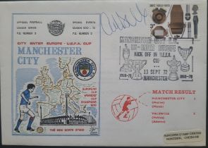 1972 MANCHESTER CITY V VALENCIA LTD EDITION POSTAL COVER SIGNED BY COLIN BELL