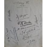 1921 CRICKET SURREY AUTOGRAPH PAGE