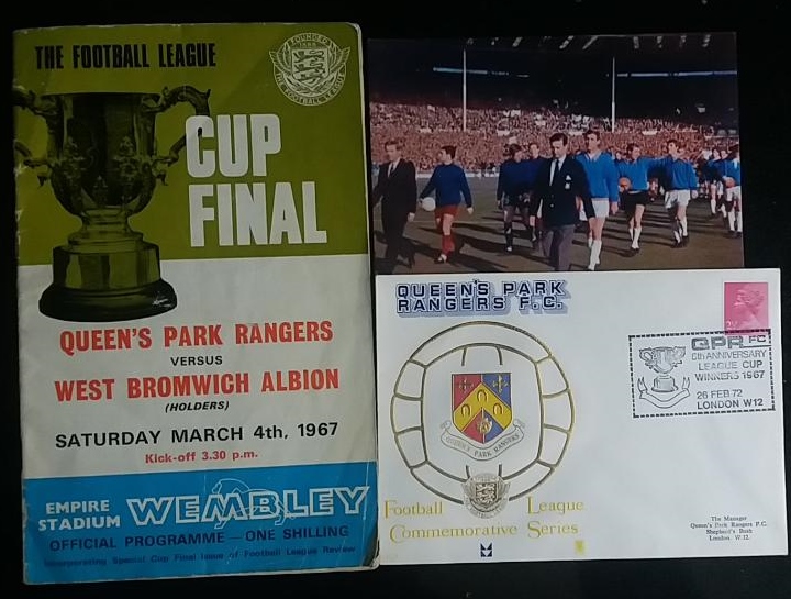 1967 WEST BROMWICH ALBION v QPR LGE CUP FINAL PROGRAMME, POSTAL COVER & PHOTO