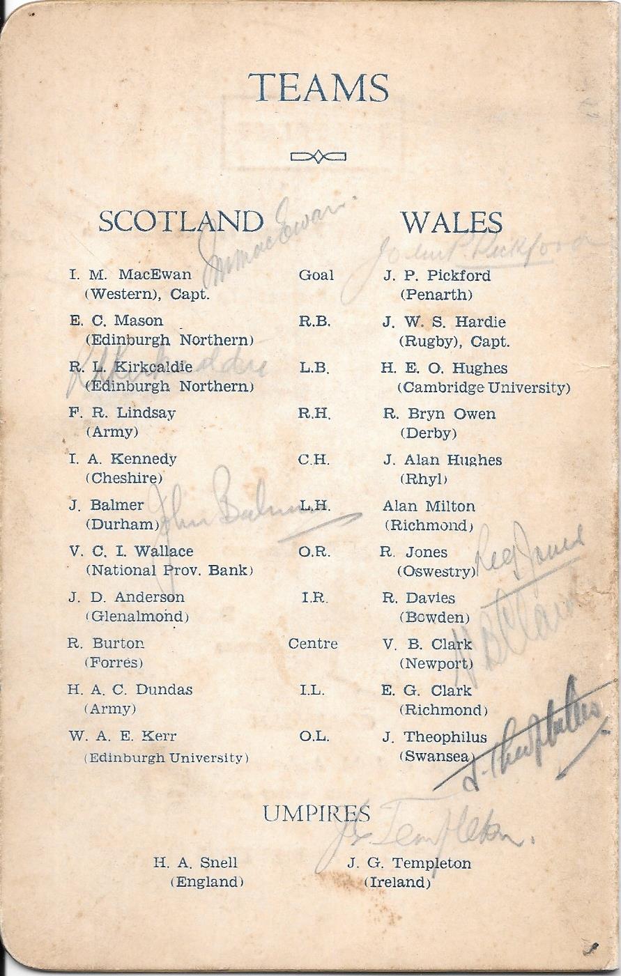 1939 SCOTLAND V ENGLAND MULTI SIGNED HOCKEY INTERNATIONAL MENU - Image 3 of 3