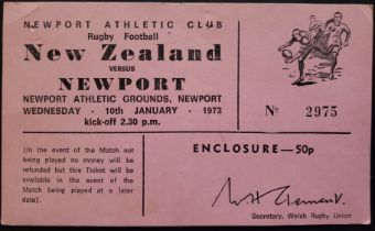 RUGBY UNION 1973 NEWPORT V NEW ZEALAND TICKET