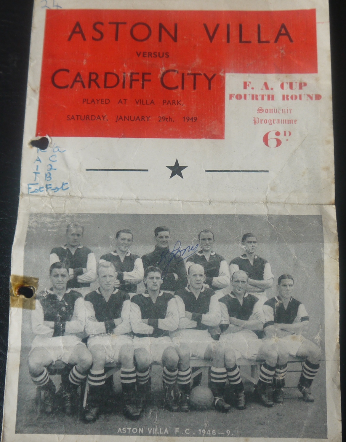 1948-49 ASTON VILLA V CARDIFF CITY FA CUP PIRATE PROGRAMME