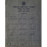 CRICKET 1992 INDIA WORLD CUP TEAM OFFICIAL AUTOGRAPHS