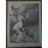 CRICKET BRIAN CLOSE YORKSHIRE, SOMERSET & ENGLAND LARGE AUTOGRAPHED PHOTO MONTAGE