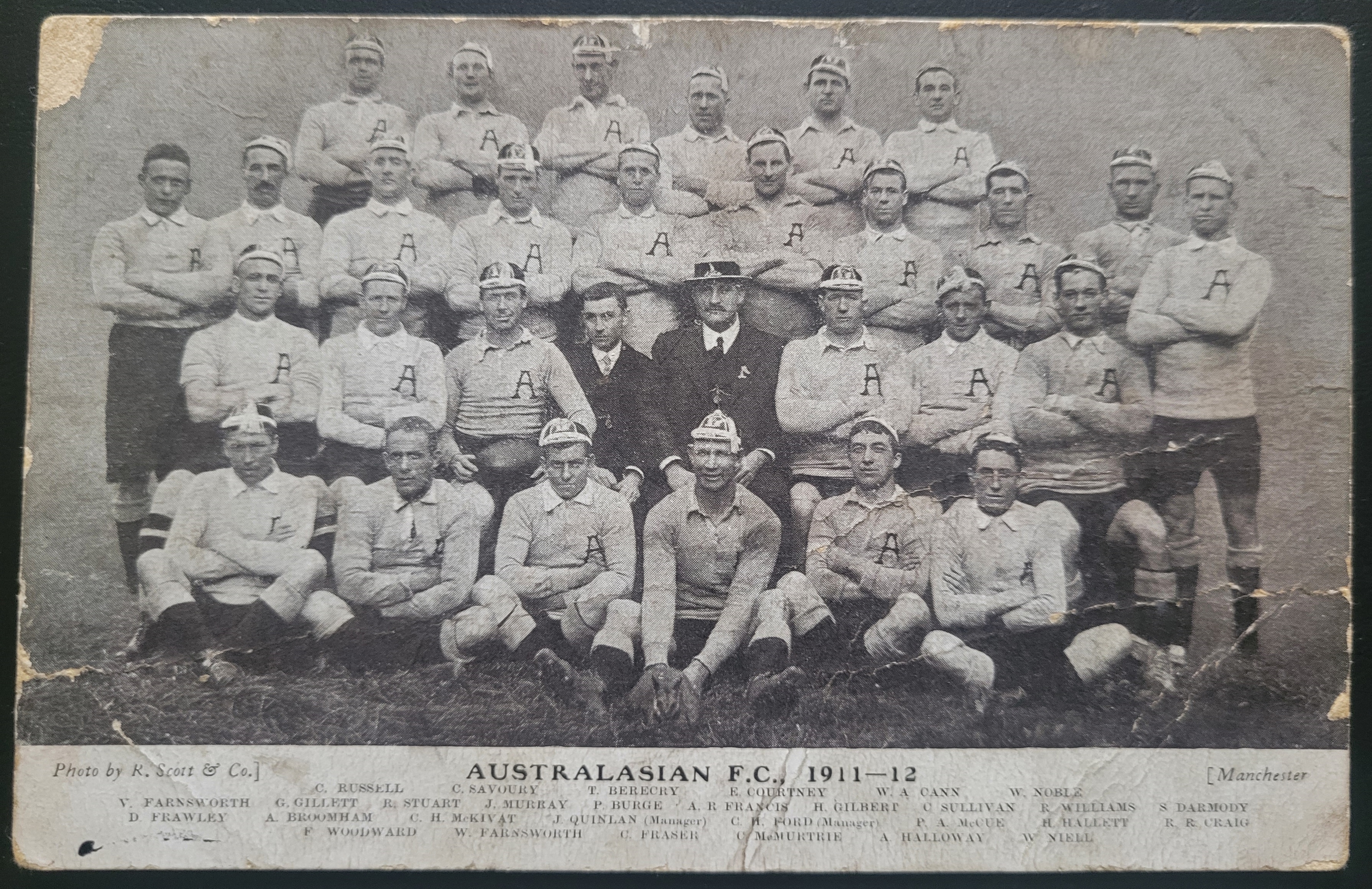 ORIGINAL 1911-12 AUSTRALASIAN RUGBY LEAGUE TEAM POSTCARD