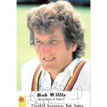 CRICKET BOB WILLIS WARWICKSHIRE & ENGLAND AUTOGRAPHED CORNHILL PHOTO CARD