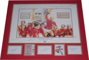 ENGLAND 1966 WORLD CUP WINNERS FULLY AUTOGRAPHED DISPLAY