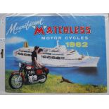 MOTORCYCLE - MATCHLESS VERY LARGE METAL WALL PLAQUE