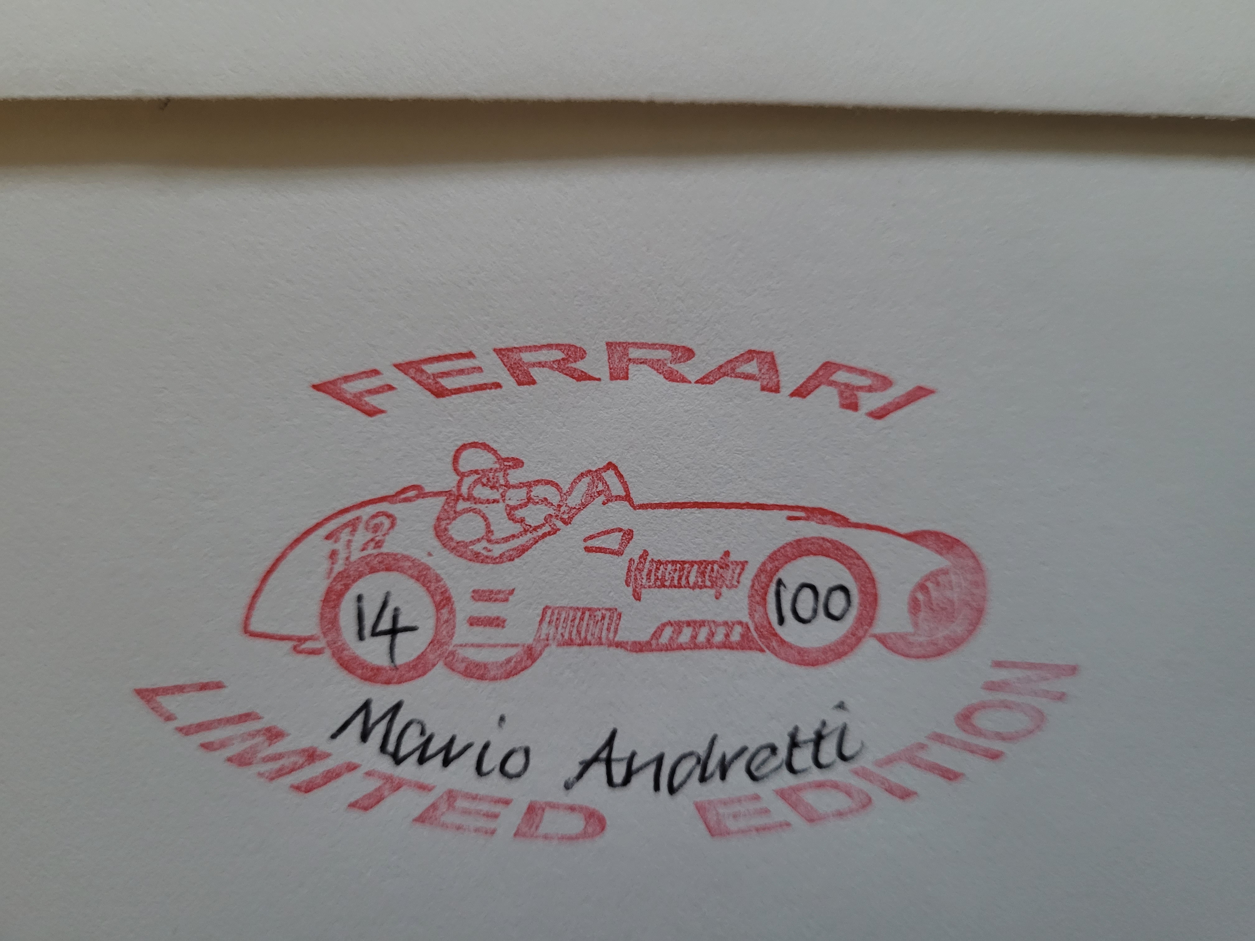2001 FERRARI MOTOR RACING LTD EDITION POSTAL COVER AUTOGRAPHED BY MARIO ANDRETTI - Image 2 of 2