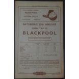 1960-61 BLACKPOOL V ASTON VILLA RAILWAY HANDBILL