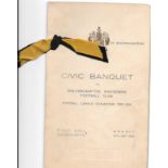 1954 WOLVERHAMPTON WANDERERS LEAGUE CHAMPIONS CIVIC BANQUET AUTOGRAPHED MENU & TICKET