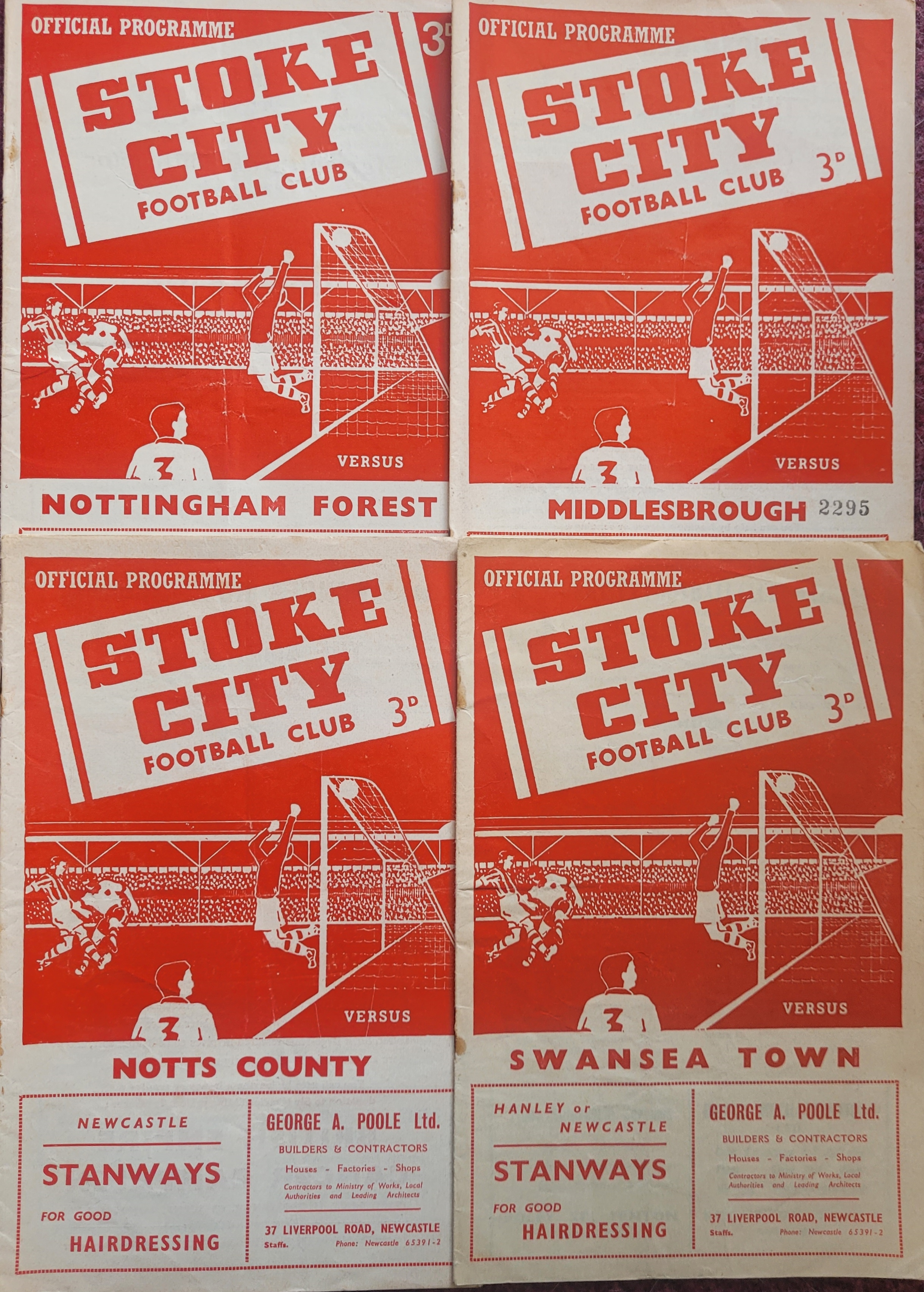 STOKE CITY 1950'S HOME PROGRAMMES X 10 - Image 2 of 2