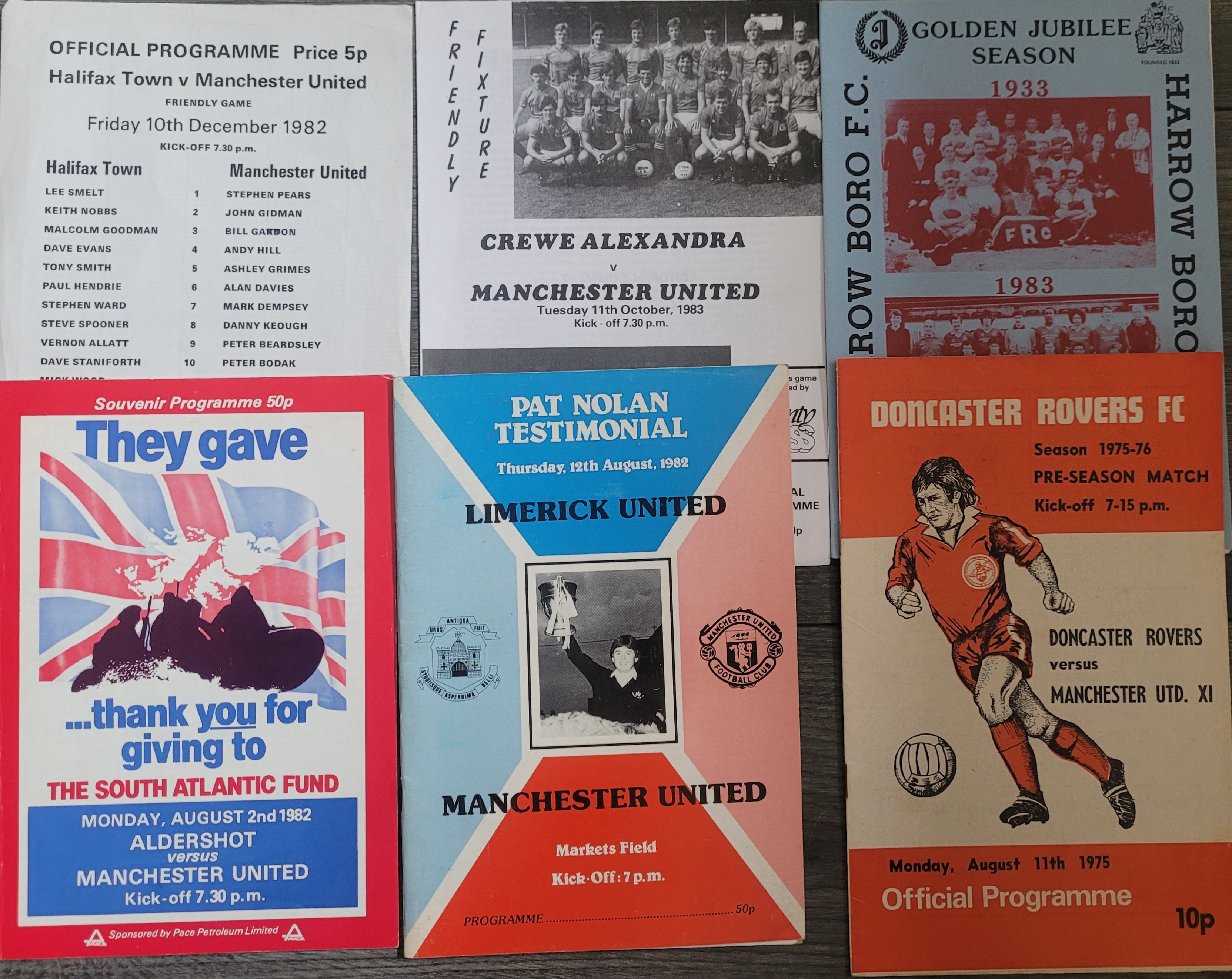 MANCHESTER UNITED FRIENDLY & TESTIMONIAL PROGRAMMES X 18