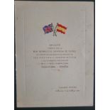 1960 SPAIN V ENGLAND MENU