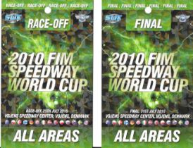 SPEEDWAY 2010 WORLD CUP PASSES X 4 INCLUDES RACE OFF & FINAL