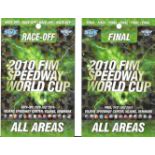 SPEEDWAY 2010 WORLD CUP PASSES X 4 INCLUDES RACE OFF & FINAL