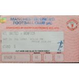 1993-94 MANCHESTER UNITED V BENFICA FRIENDLY TICKET Folds Ref DER