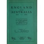 CRICKET 1877-1934 ENGLAND V AUSTRALIA BOOKLET