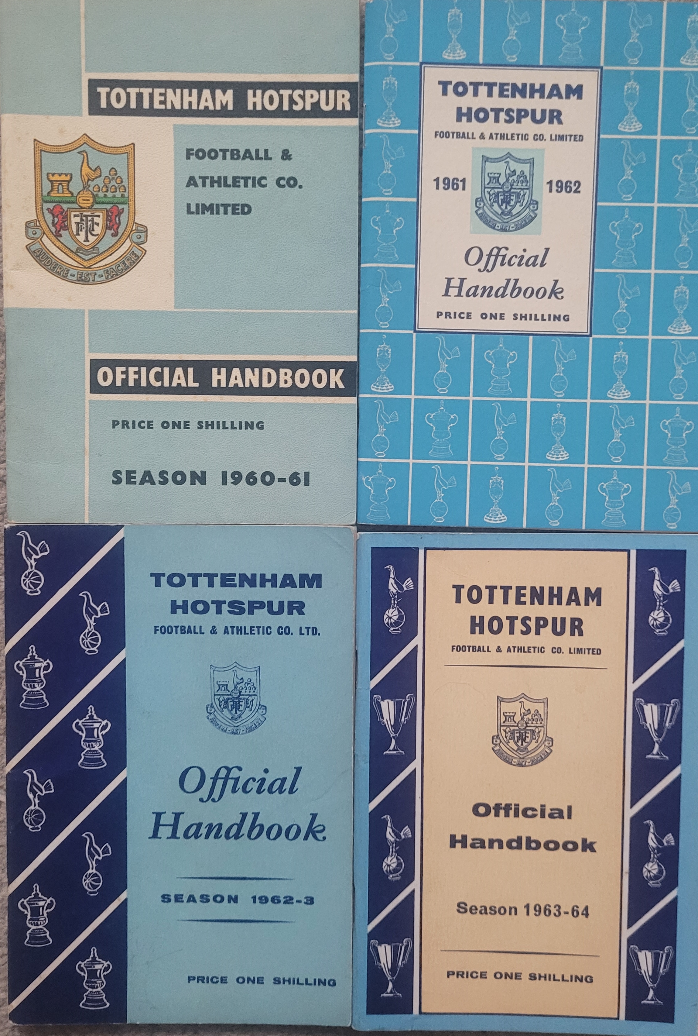 TOTTENHAM HOTSPUR HANDBOOKS X 4 - 1960-61, 1961-62, 1962-63 & 1963-64