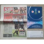 2008 SLAVIA PRAGUE V ASTON VILLA UEFA CUP PROGRAMME, TICKET & NEWSPAPER