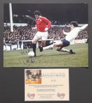 MANCHESTER UNITED WILLIE MORGAN AUTOGRAPHED LARGE PHOTO