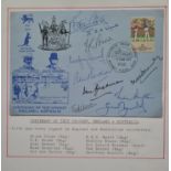 CRICKET POSTAL COVER AUTOGRAPHED BY 10 LEGENDS INC BRADMAN, HUTTON, DEXTER, BOYCOTT