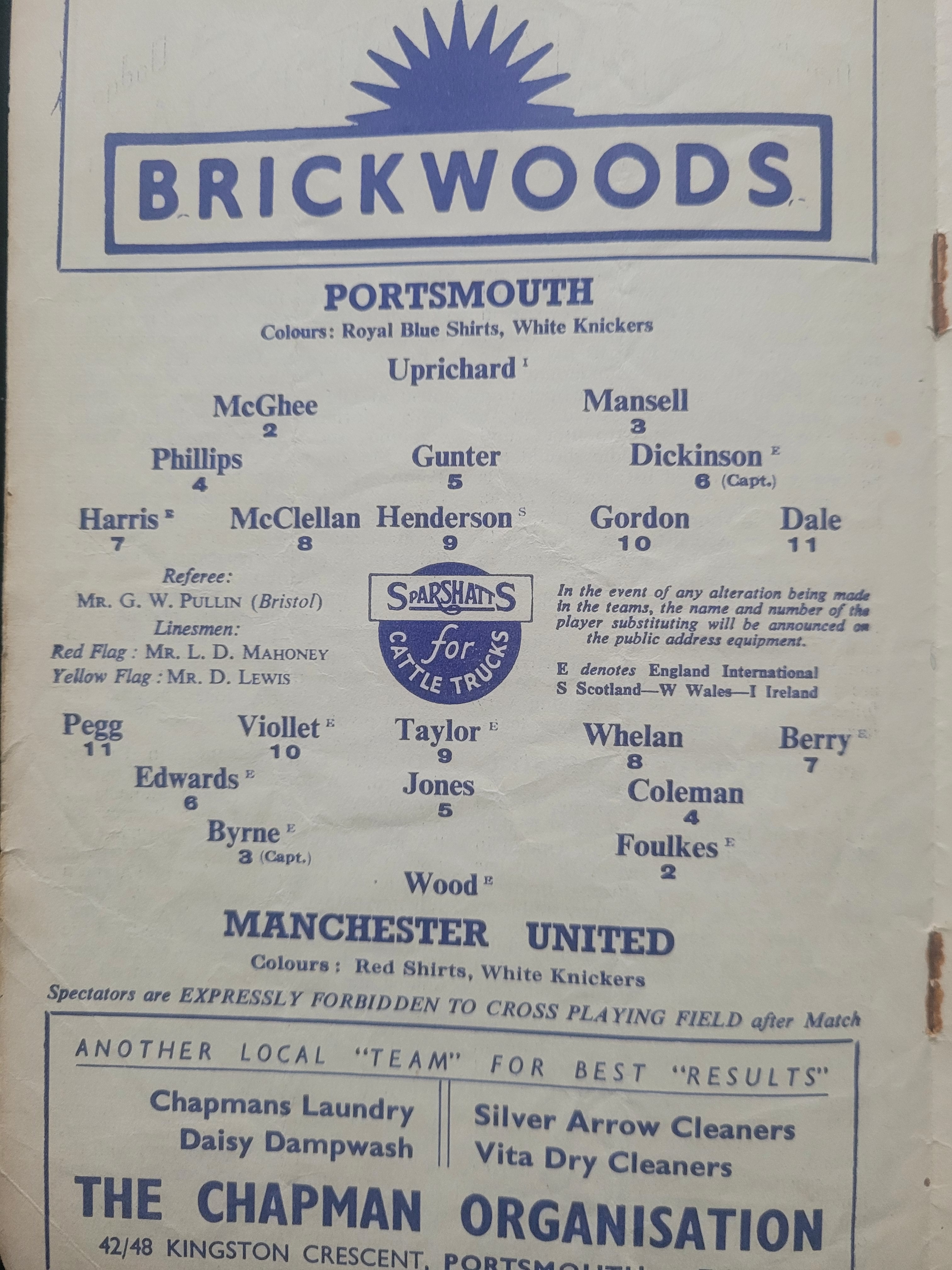 1956-57 PORTSMOUTH V MANCHESTER UNITED - Image 2 of 2