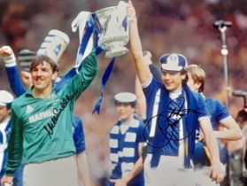 EVERTON 1982 FA CUP WIN NEVILLE SOUTHALL & GRAEME SHARP LARGE AUTOGRAPHED PHOTO