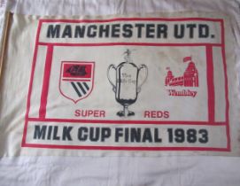 MANCHESTER UNITED ORIGINAL 1983 MILK LEAGUE CUP FINAL FLAG
