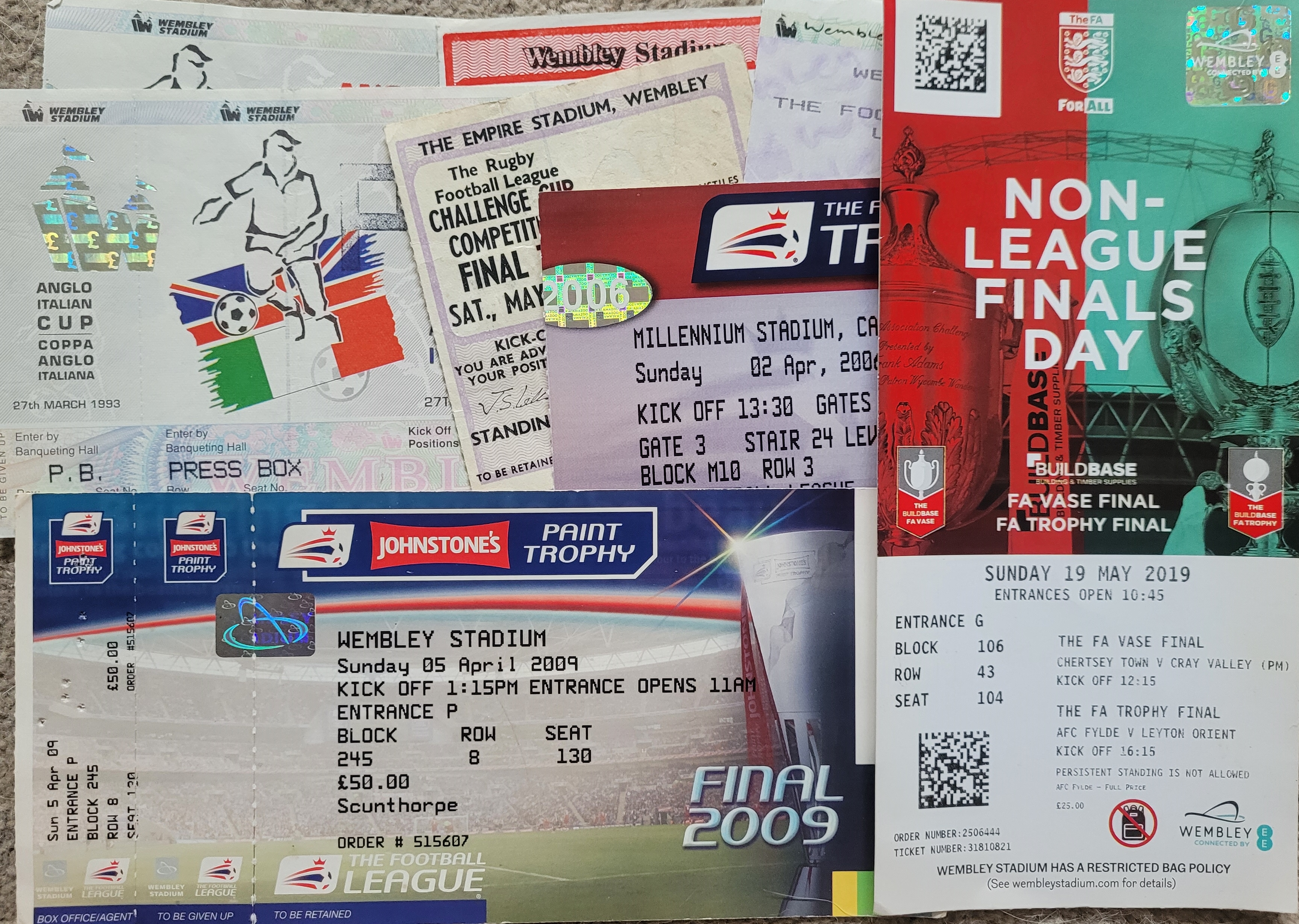 SMALL COLLECTION OF BIG MATCH TICKETS X 8