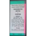 1985-86 MANCHESTER UNITED V EVERTON TICKET