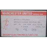 1988-89 MANCHESTER UNITED V MILLWALL TICKET