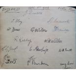 1922 ENGLAND AUTOGRAPH PAGE & ON BACK OF PAGE ASTON VILLA FROM 1921-22