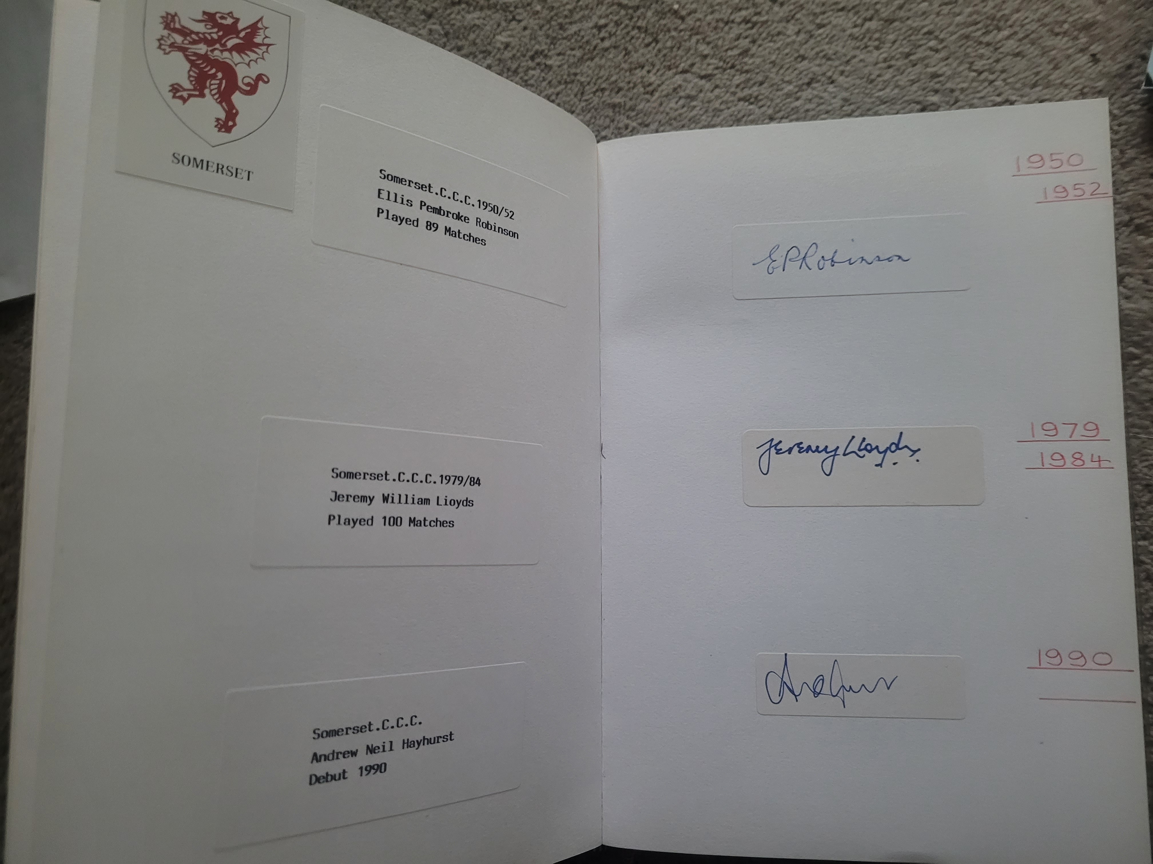 CRICKET AUTOGRAPH BOOK NORTHAMPTONSHIRE, NOTTINGHAMSHIRE, SOMERSET, SURREY & SUSSEX - Image 8 of 13