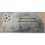 1999-2000 CROATIA ZAGREB V MANCHESTER UNITED CHAMPIONS LEAGUE TICKET