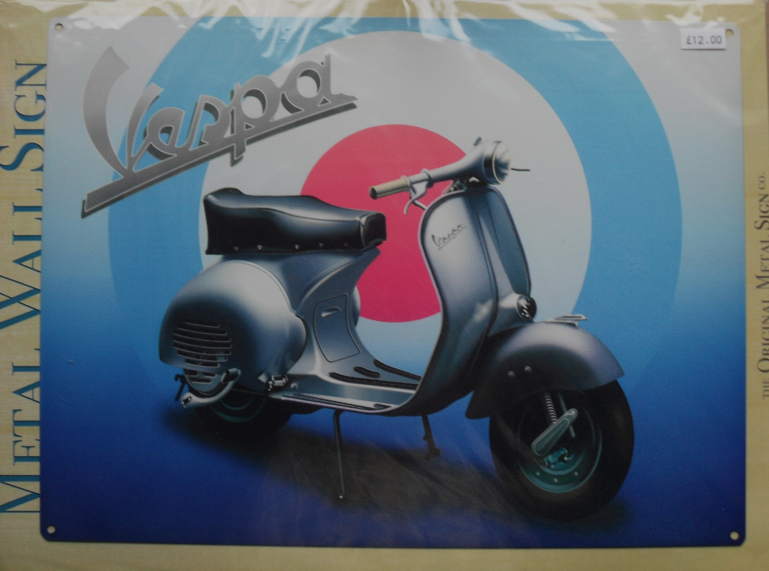 MOTORCYCLE - VESPA VERY LARGE METAL WALL PLAQUE