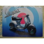 MOTORCYCLE - VESPA VERY LARGE METAL WALL PLAQUE