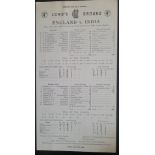 1959 ENGLAND V INDIA CRICKET SCORECARD