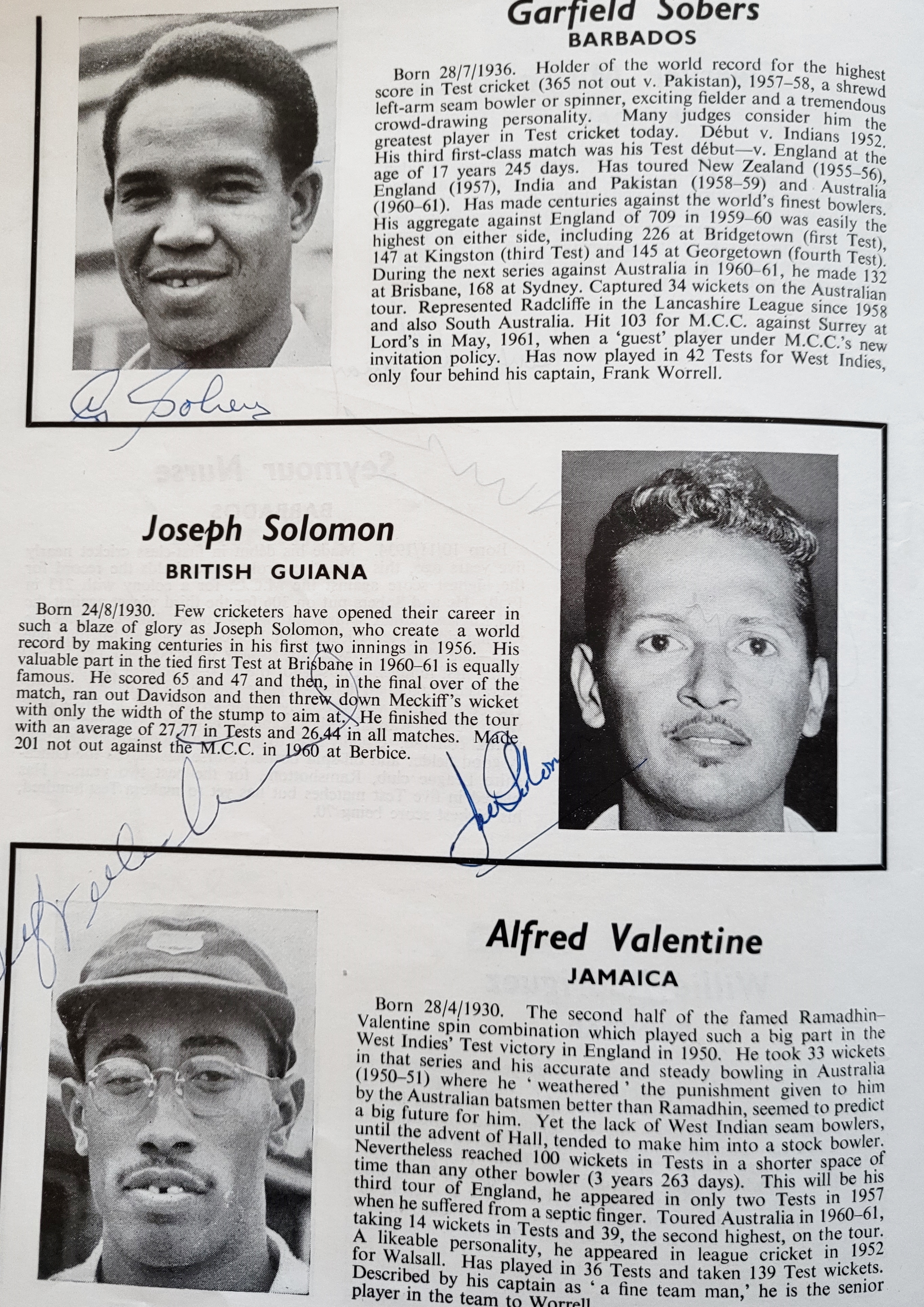 1963 WEST INDIES CRICKET TOUR TO ENGLAND AUTOGRAPHED BROCHURE - Image 10 of 10