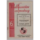 SPEEDWAY - 1950 WALTHAMSTOW V CRADLEY HEATH
