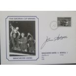 MANCHESTER UNITED 1968 EUROPEAN CUP WINNERS POSTAL COVER AUTOGRAPHED BY JOHN ASTON