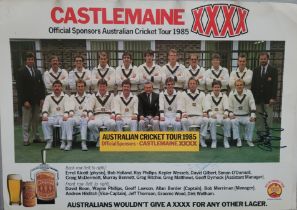CRICKET 1985 AUSTRALIAN TOUR POSTER WITH MULTIPLE AUTOGRAPHS