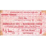 1976-77 BIRMINGHAM CITY V MANCHESTER UNITED TICKET