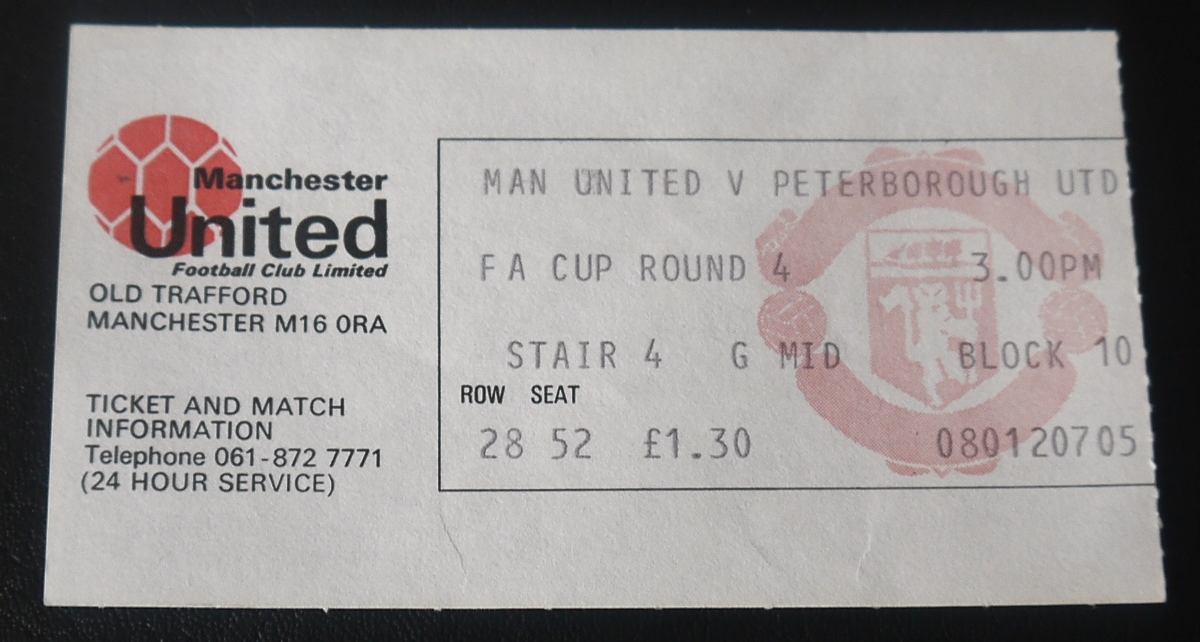 1975-76 MANCHESTER UNITED V PETERBOROUGH UNITED FA CUP TICKET
