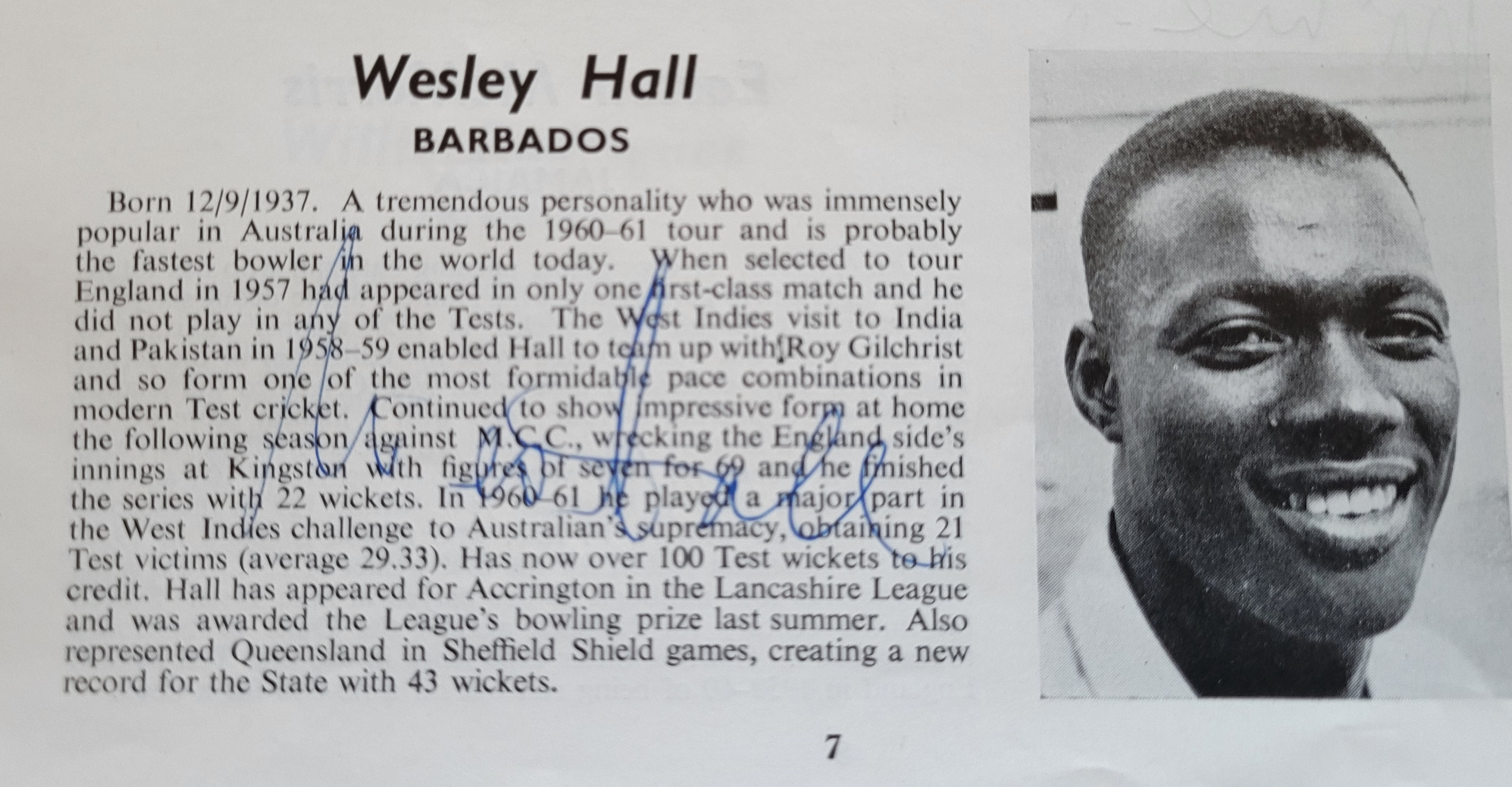 1963 WEST INDIES CRICKET TOUR TO ENGLAND AUTOGRAPHED BROCHURE - Image 7 of 10